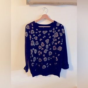 TopShop Women’s Animal Print Angora Sweater, Black and Gold Fancy Sweater